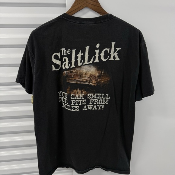 Hanes Other - Salt Lick BBQ T Shirt Mens Large Texas Barbecue Graphic Faded Black Tee